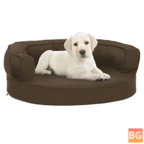 Dog Bed - Ergonomic Linen Look - 60x42 cm Brown