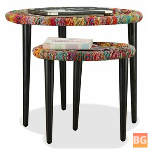 Chindi Pattern Coffee Table Set with 2 Pieces