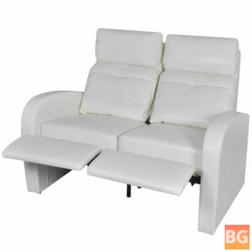 Home Theater Sofa - White Faux Leather