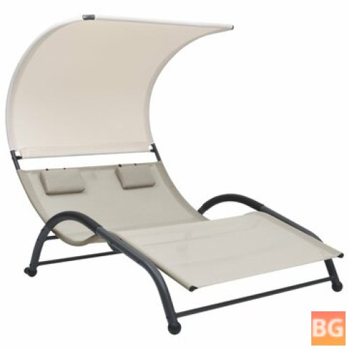 Sun Lounger with Canopy - Cream
