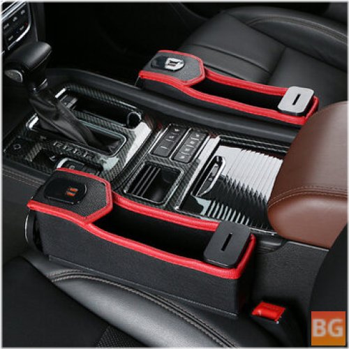 Leather Car Water Cup Holder with USB Charging Port and Slot for Phone