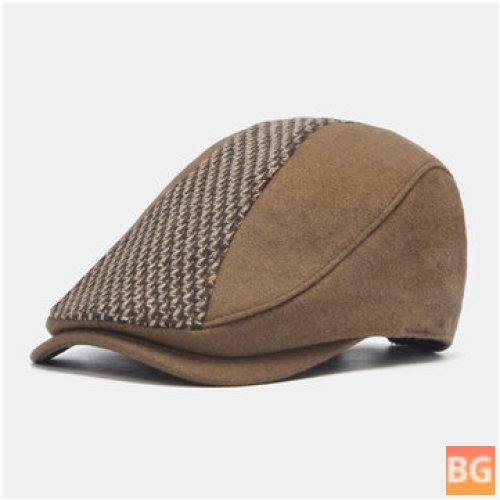 Knitted Newsboy Hats - Splicing Curved Brim Adjustable Berets Driver Hat