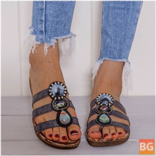 Women's Beach sandals with a flower pattern on the toe and a soft sole