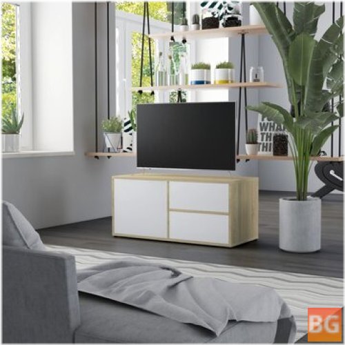 TV Cabinet - White and Sonoma Oak 31.5