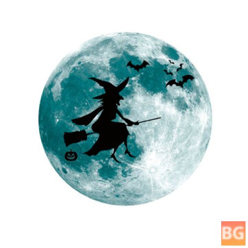 Glowing Moon Bat Wall Sticker for Halloween Decor