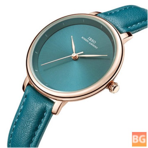 Wristwatch with Quartz Movement and Leather Band - Business Style
