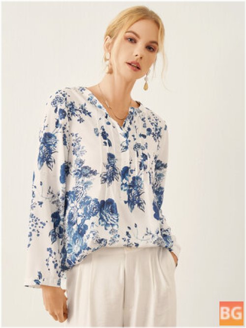 Long Sleeve Blouse with Flower Print