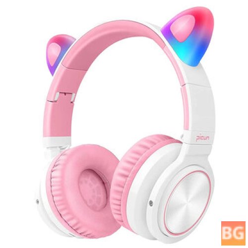 Kids' Bluetooth Headset with Cat Ears and Wireless Mic