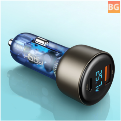 72W Dual USB Type C Car Charger with LED Voltage Monitor for Fast Charging Laptops and Tablets