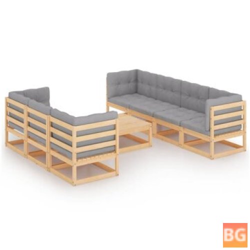 Garden Lounge Set with Cushions and Solid Wood