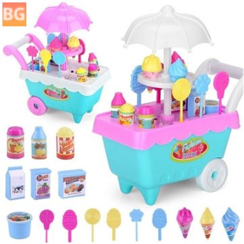 Mini Ice Cream Shop Cart with Detachable Cart and Toys