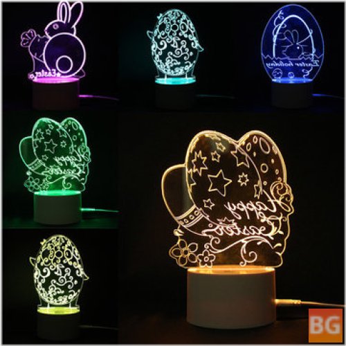LED Night Light for Home - 3D Illusion Easter Egg Rabbit