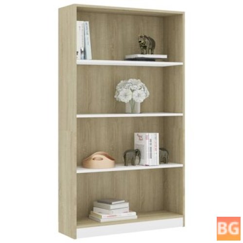 Book Cabinet - White and Sonoma Oak 31.5