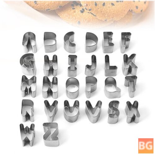 Cake Decorating Set with 26pcs DIY Alphabet Letters Cookie Cutters