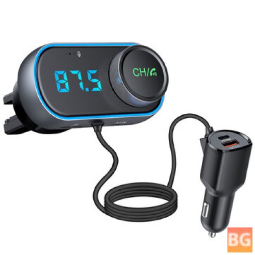 Bluetooth V5.0 FM Transmitter with QC3.0 Fast Charger - Blue