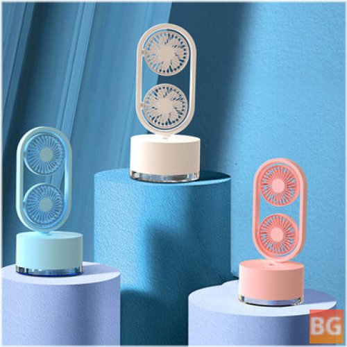 Dual Head USB Fan with 3 Speeds, Water Tank and Humidification