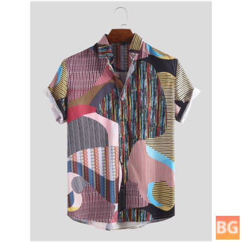 Short Sleeves Men's T-Shirts with Colored Stripes