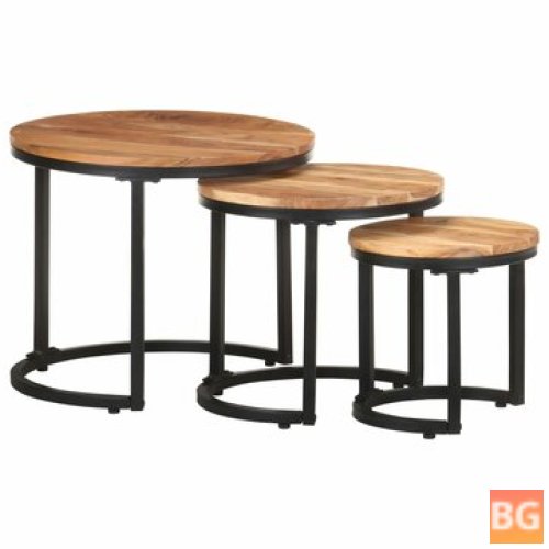 3-Piece Solid Acacia Wood Side Tables