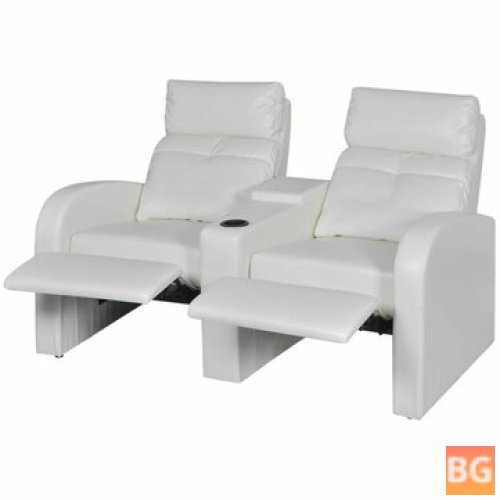 Home Theater Recliner Sofa - White Faux Leather
