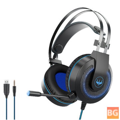 GT65 E-Sport Gaming Headset with Mic and LED Light - Black