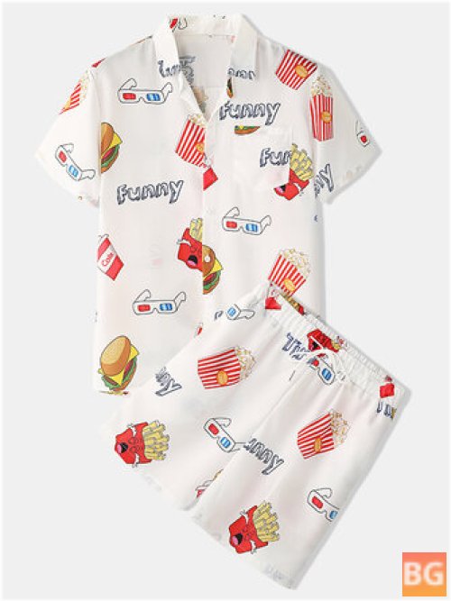 Print Pajama Set for Men - Two Pieces