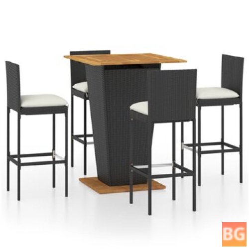 Patio Bar Set with Cushions - Poly Rattan
