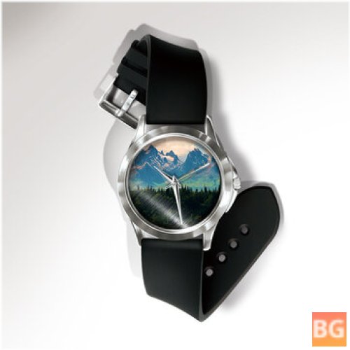 Women's Quartz Watch with Forest Leaves Pattern - Casual