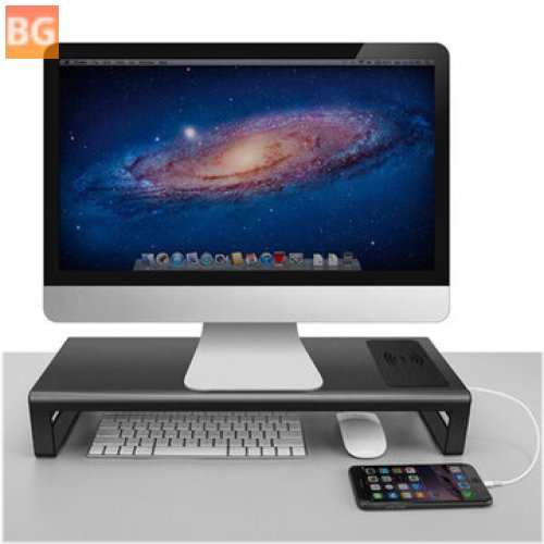Monitor Stand with Wireless Charging, 4 USB Ports