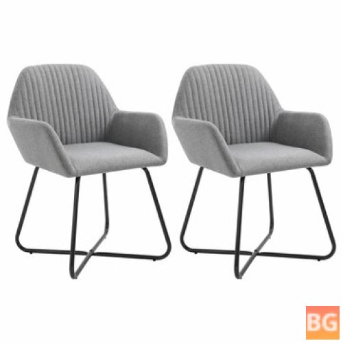 2pc Light Gray Fabric Dining Chairs