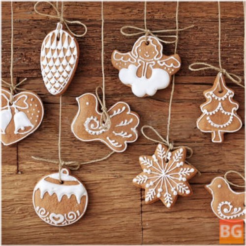 12Pcs Cartoon Animal Snowflake Biscuits Hanging Christmas Tree Ornament Handmade Decorations