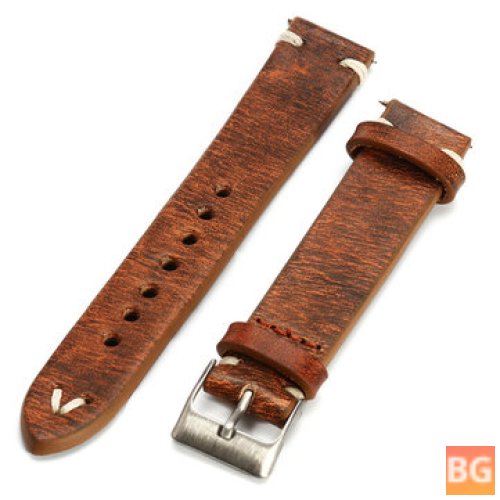 Vintage Leather Wristwatch Band with Stitching