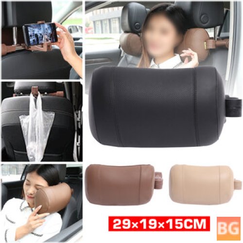 Travel Car Memory Foam Headrest - PU Leather - U-Shaped - with Car Holder