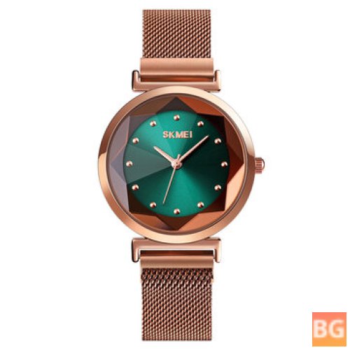 Stereoscopic Mirror Watch with Dial and Stainless Steel Strap