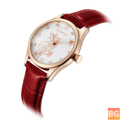 Women's Quartz Watch with Roman Numerals and Flower Design - Tower Wrist Watch