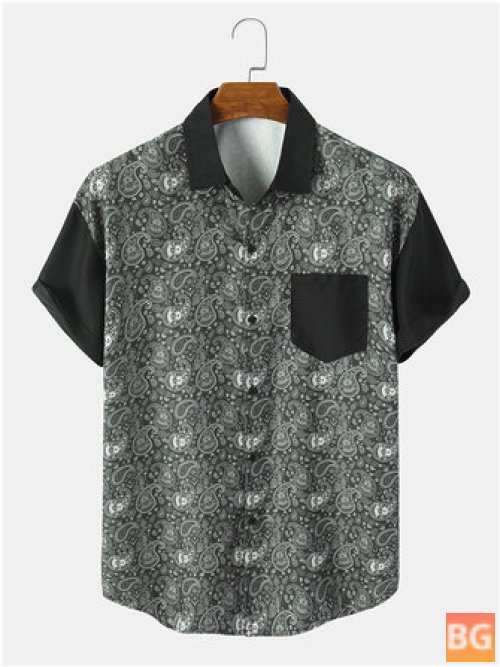 Short Sleeve T-Shirts with Men's Monochrome Paisley Print