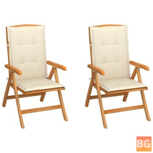 2 pcs Garden Chairs with Cushions and Wood