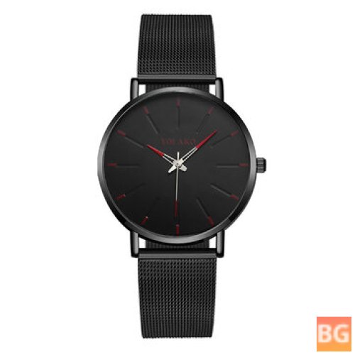 Steel Mesh Strap Watch with Classic Dial, Casual Style