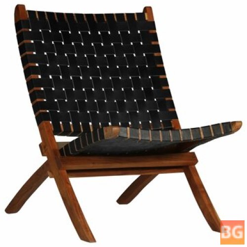 Black Folding Chair with White Stripes