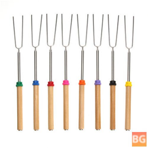KingSo BBQ Roasting Sticks - Extensionable Design - Wooden Handle