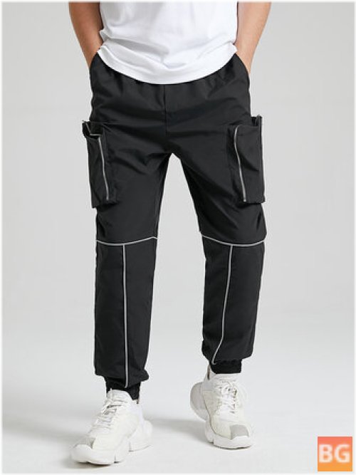 Contrast Cuffed Zip Pocket Pants for Men