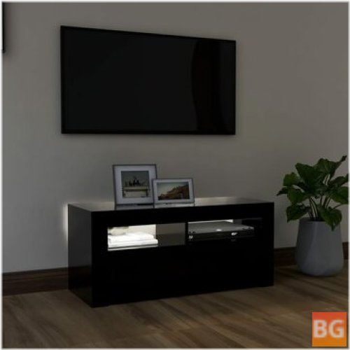 TV Cabinet with LED Lights - Black 35.4