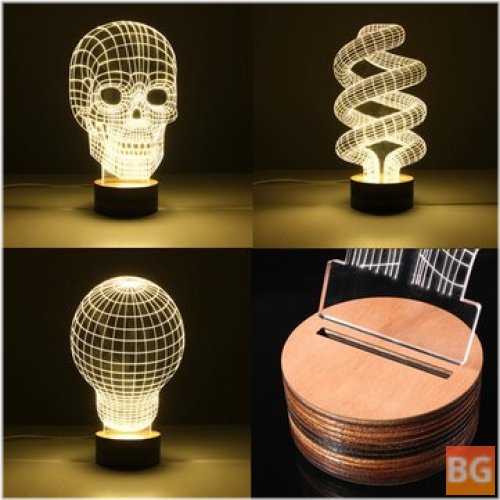 3D Visual LED Table Lamp - Energy Saving Wooden Night Lamp