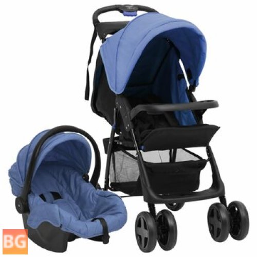 3-in-1 Steel Stroller with Blue and Black