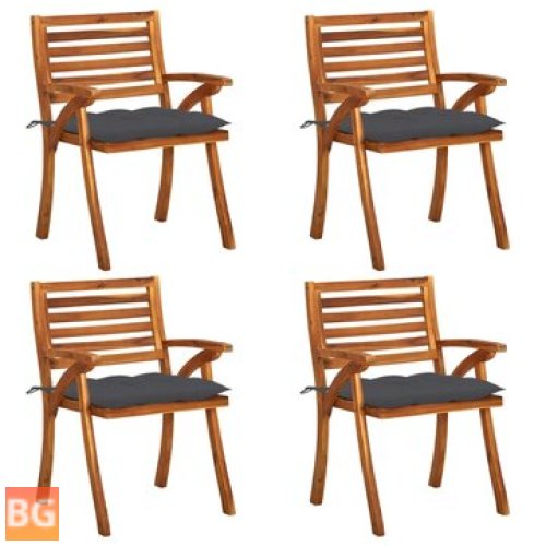 Chairs with Cushions - 4 Pcs Solid Acacia Wood