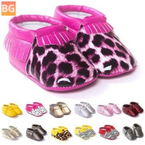 0-12 Months Baby Toddler Shoes - Leopard Moccasin Loafers