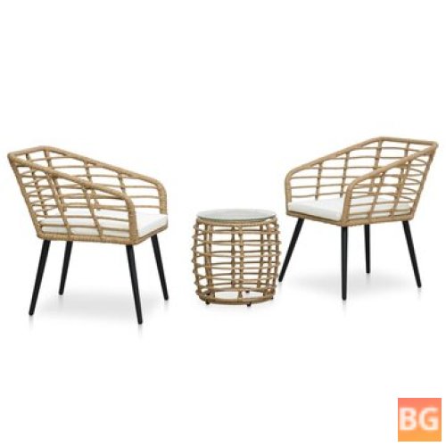 Bistro Set with Rattan and Oak Grain