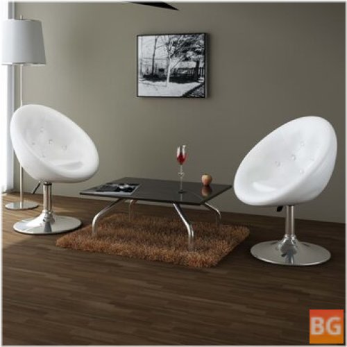 2-Piece Bar Stool with White Faux Leather