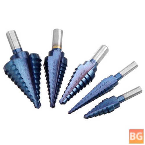 Drill Bits - 5 Pack - Blue - Nano Coating - Step Drill Bit Set - 1/8 Inch to 1-3/8 Inch - 50 Sizes