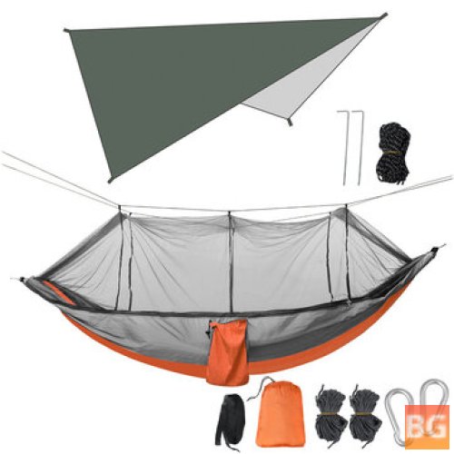 Hammock with mosquito net, awning and outdoor camping gear set for bearable 300kg