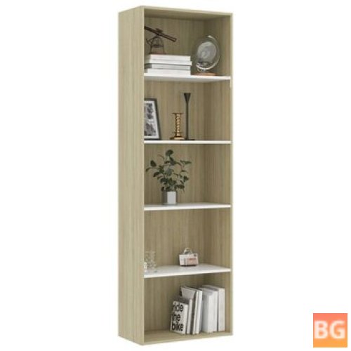 Book Cabinet - White and Sonoma Oak - 23.6